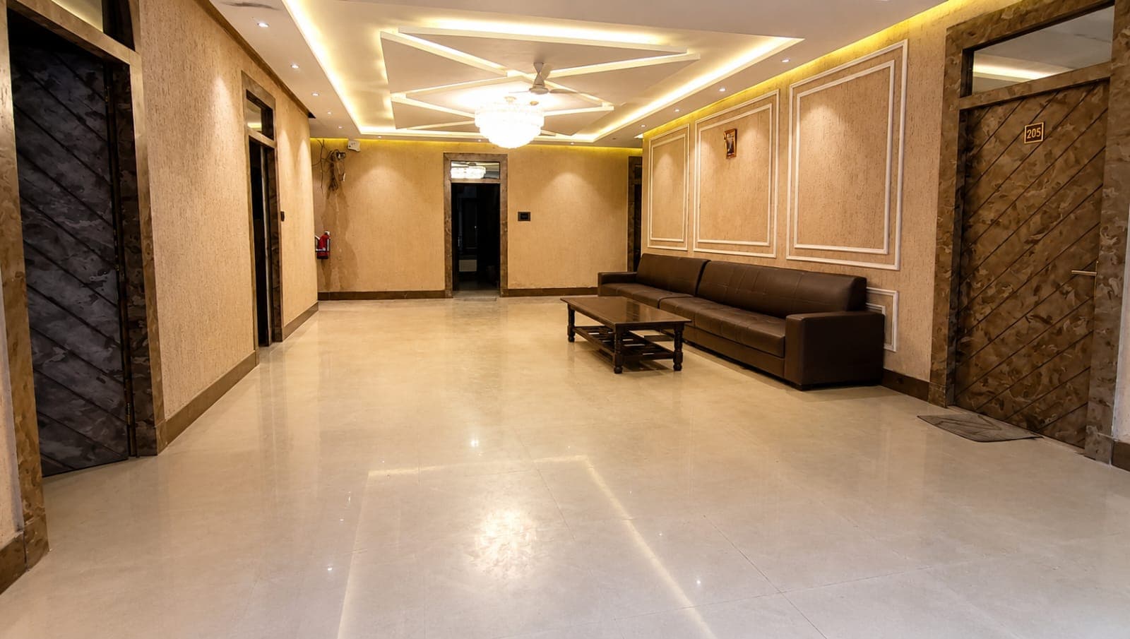 Spacious indoor lobby at Durga Palace